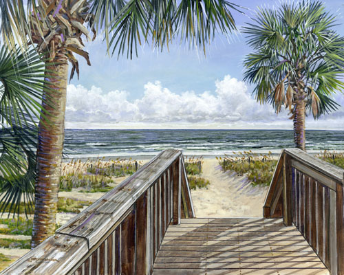 out to the beach